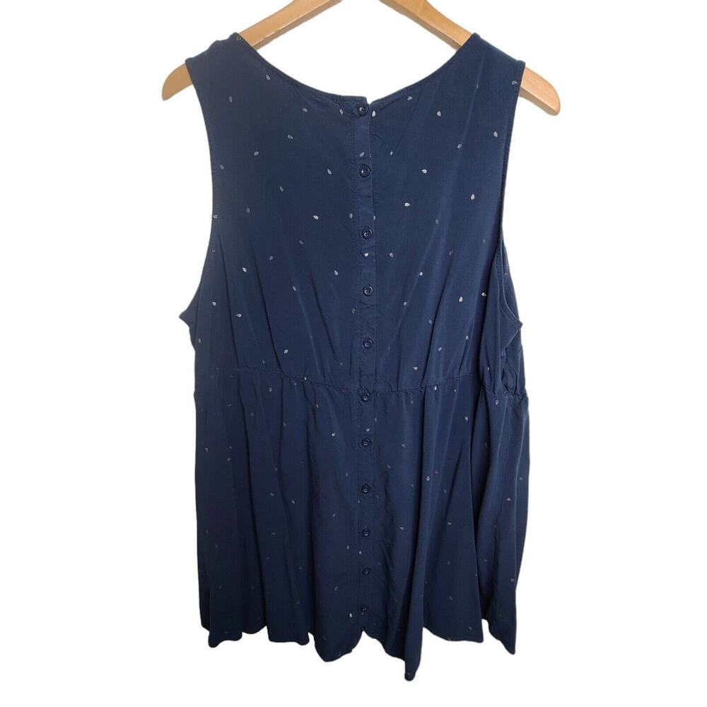 Torrid Womens Plus SZ 3 (3X‎ 22-24) Blue Sleeveless Silver Feathers Blouse Top